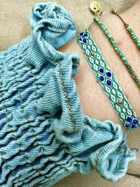 ISO LeJu Peacock Blue and Green Thread Braided Bracelet